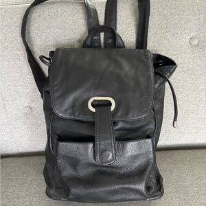 Stylish Black Leather Backpack